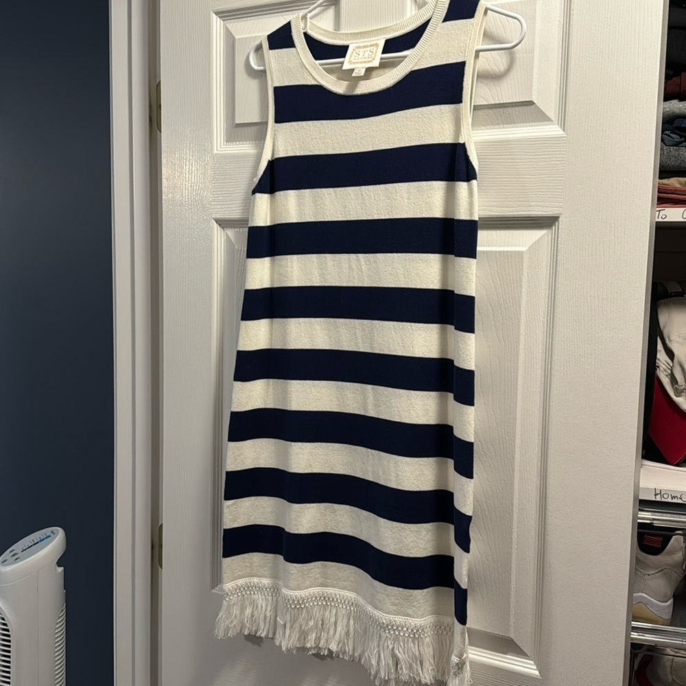 Sail to sable striped fringe dress